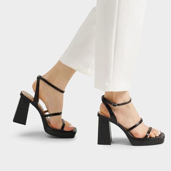 Dream Pairs Chunky Heeled Ankle Strap Sandal- Square Open Toe Y2K style Block - Picture 1 of 12